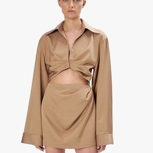 Ronny Kobo Tan Twist-Front Dress